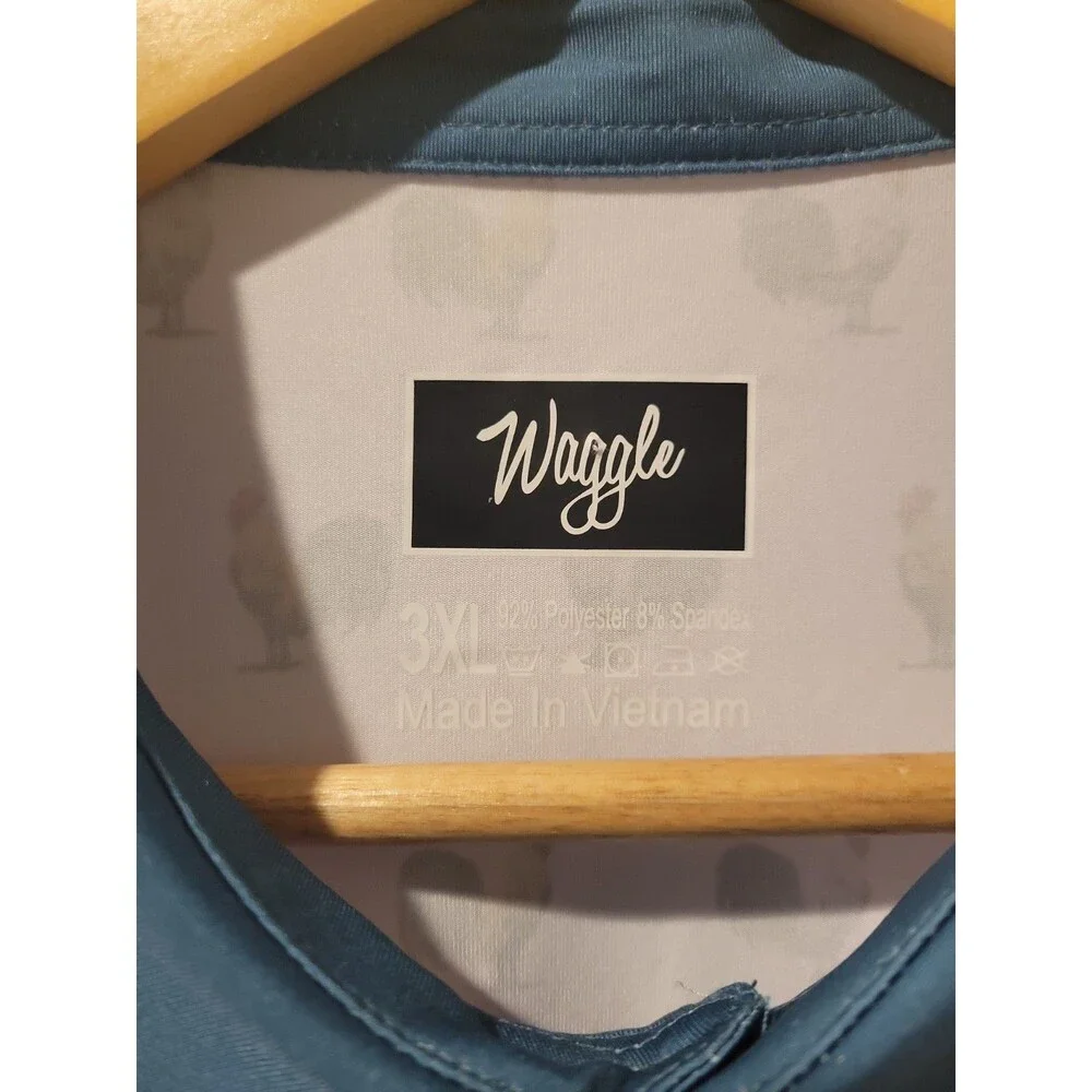 NWT Waggle Golf Polo Shirt Cocky Rooster Animal Print Stretch Performance 3XL - Picture 4 of 7